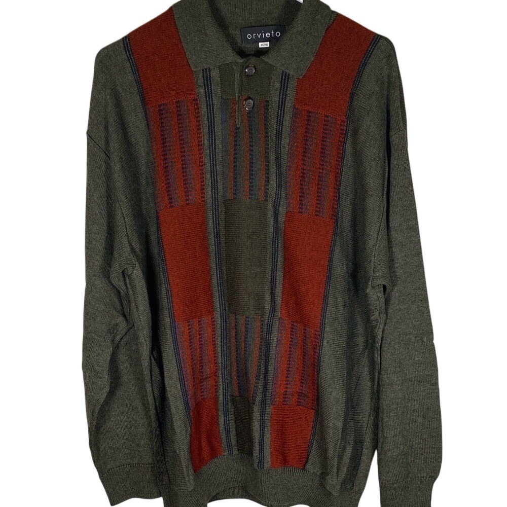 Vintage Orvieto Wool Blend quarter button Sweater XL made in Canada